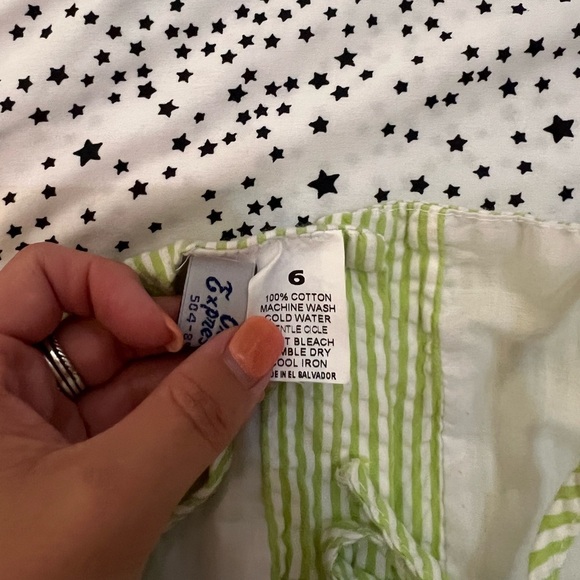 Orient Expressed Seersucker Seahorse smocked Tie Top - Picture 2 of 3